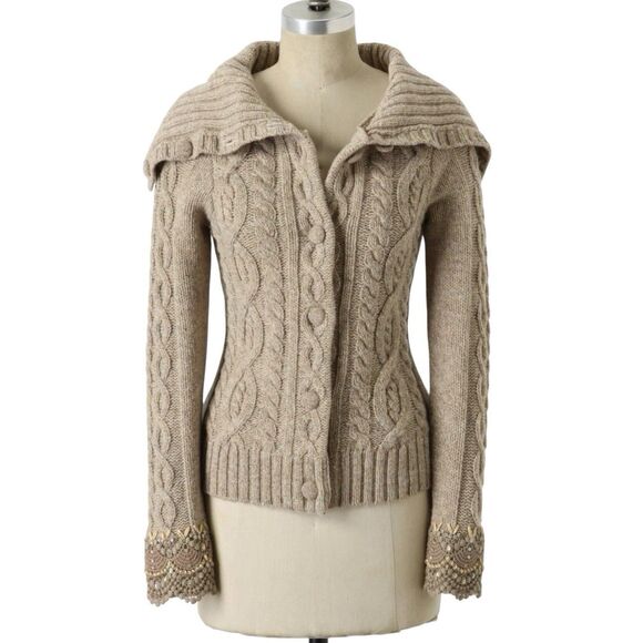 Anthropologie Femme Fisherman Wool Blend Cardigan Sleeping on Snow Size XS - Picture 1 of 10